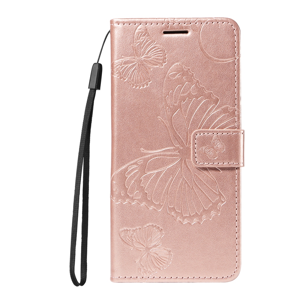 Nagy pillangó könyv tok a Xiaomi Poco F7 5G-hez - rózsaarany