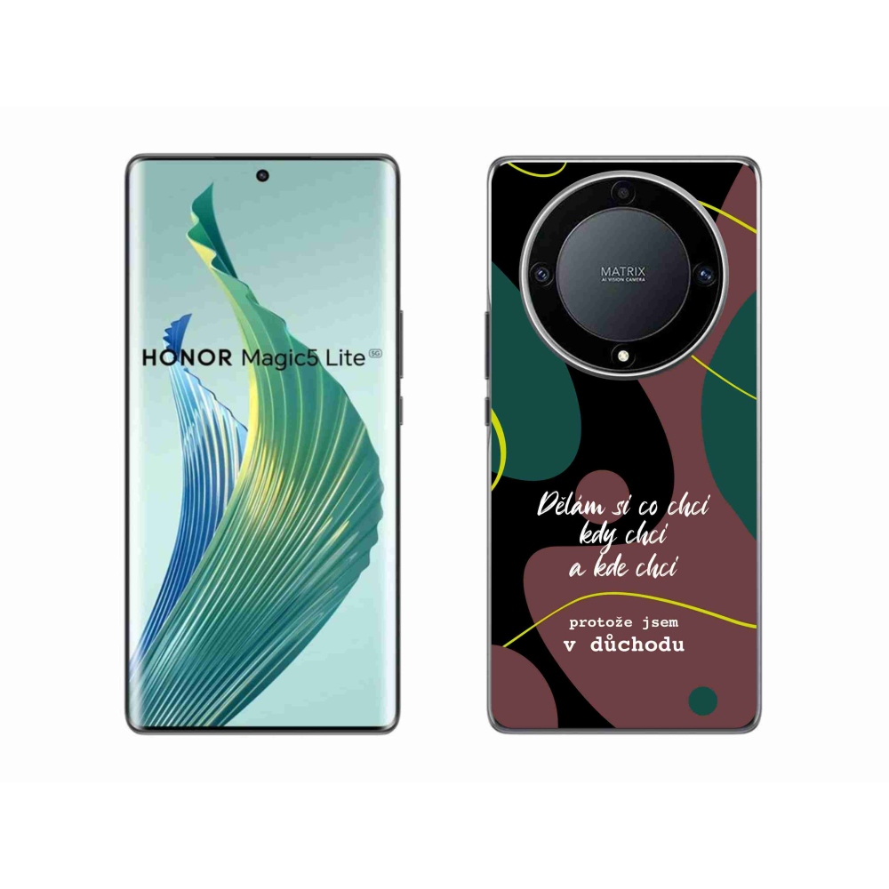 Gél borító mmCase a Honor Magic 5 Lite 5G készülékhez - vicces szöveg 10 fekete háttér