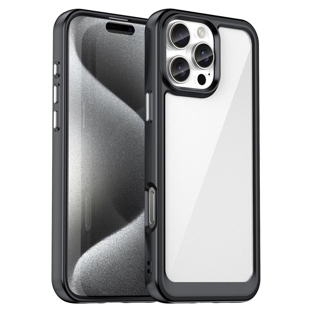 Gél tok fix hátlappal iPhone 16 Pro Max készülékhez - fekete