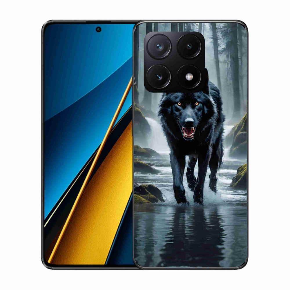 Zselés borítás mmCase a Xiaomi Poco X6 Pro 5G számára - fekete farkas