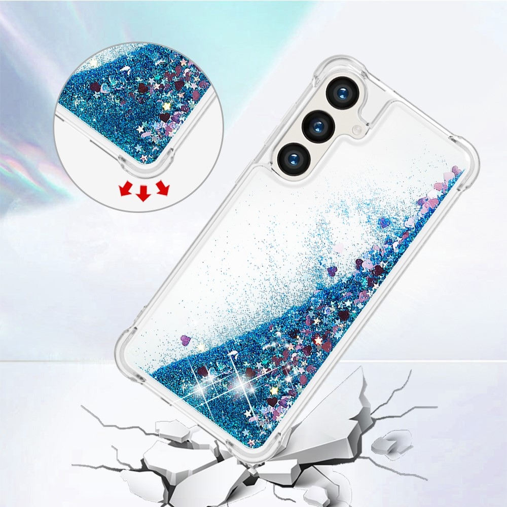 Glitter homokóra zselés tok Samsung Galaxy S24+ - kék/szív