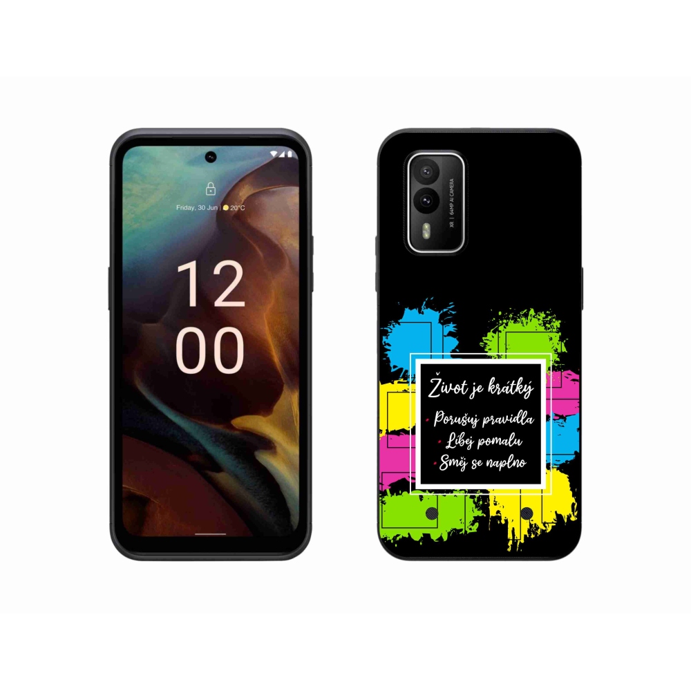 Zselés borítás mmCase a Nokia XR21 készülékhez - idézet 5 fekete háttér