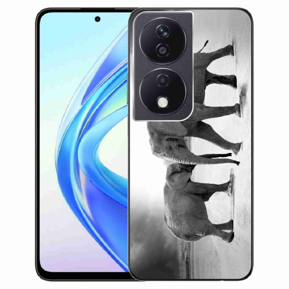 Zselés borítás mmCase a Honor X7b/Honor 90 Smart készülékhez - fekete és fehér elefántok