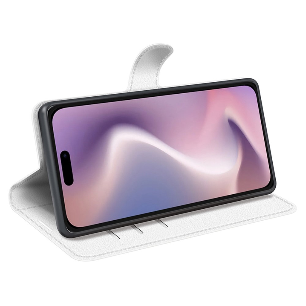 Litchi könyv tok iPhone 16 Pro Max készülékhez - fehér