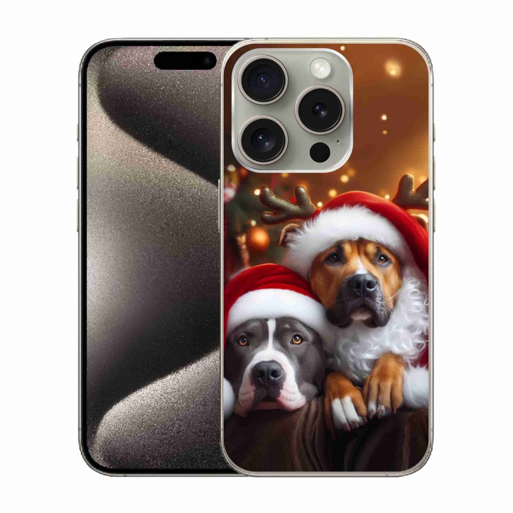 Gél borítás mmCase iPhone 15 Pro készülékhez - Karácsonyi kutyák