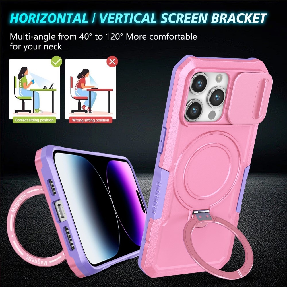 Katonai tartós védőburkolat MagSafe-vel iPhone 14 Pro Max készülékhez - lila/rózsaszín