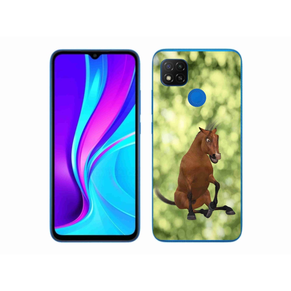 Gél borító mmCase a Xiaomi Redmi 9C-hez - barna rajzfilm ló 1