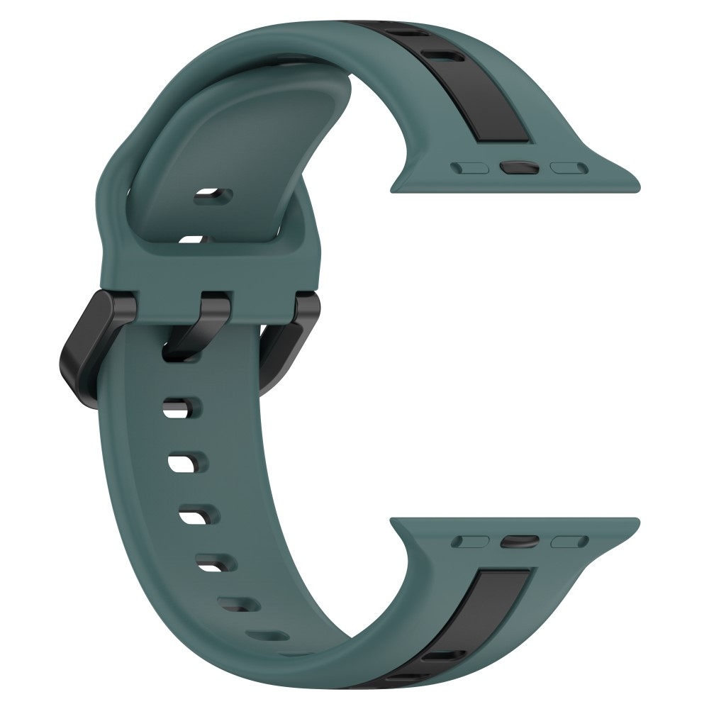 Szíj szilikon szíj Apple Watch Ultra/Ultra 2 49mm/SE/SE 2022/2023 44mm/9/8/7 45mm/6/5/4 44mm/3/2/1 42 mm-es Apple Watch Ultra/Ultra 2 órához - zöld/fekete színű