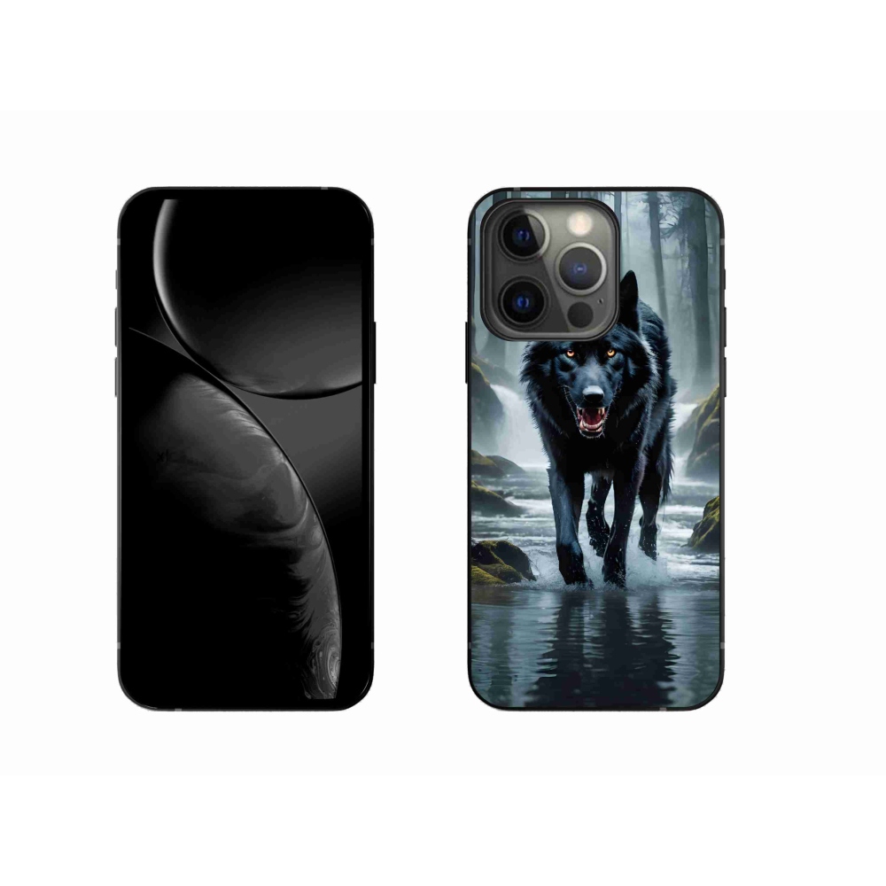 Zselés borítás mmCase iPhone 13 Pro készülékhez - fekete farkas