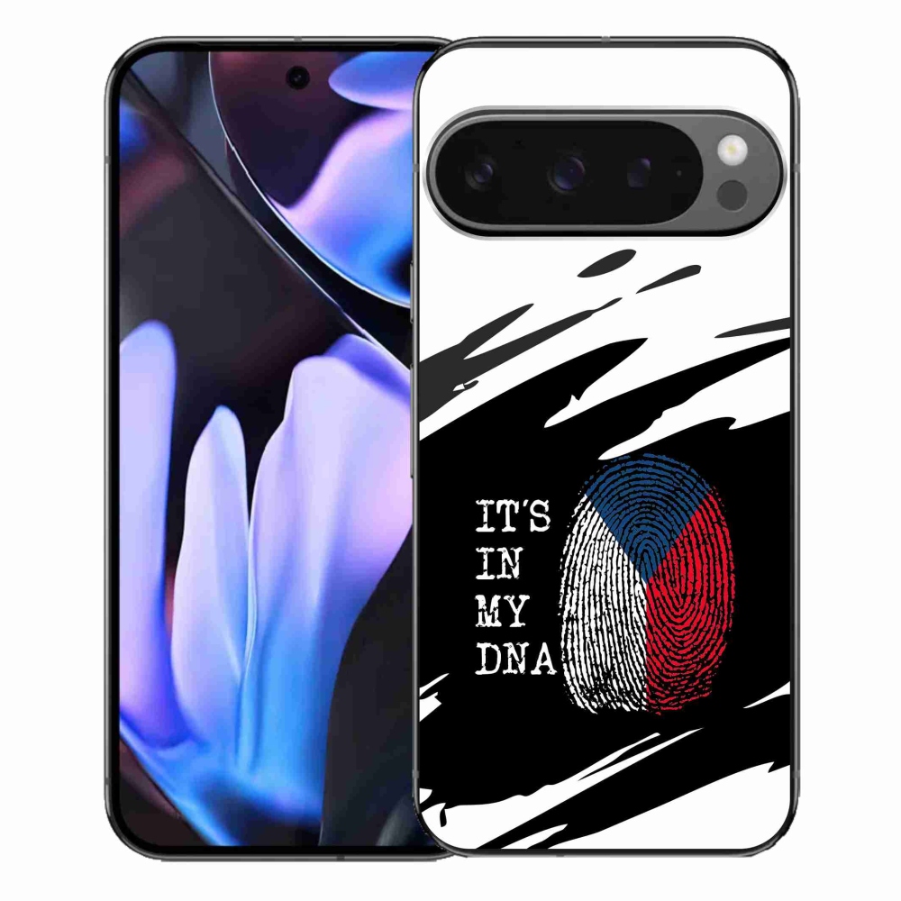 Zselés borítás mmCase a Google Pixel 9 Pro XL-hez - zászlós ujjlenyomat fekete és fehér háttérrel