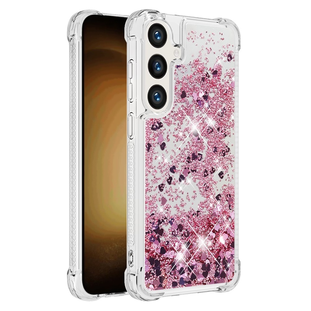 Glitter homokóra zselés tok Samsung Galaxy S24+ készülékhez - rózsaarany/szív