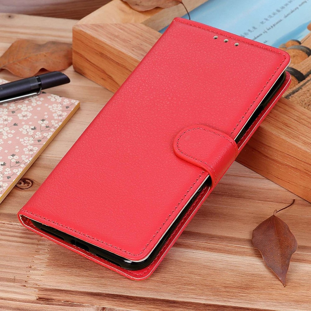 Litchie könyv tok a Xiaomi Poco C65/Redmi 13C 4G/5G készülékhez - piros