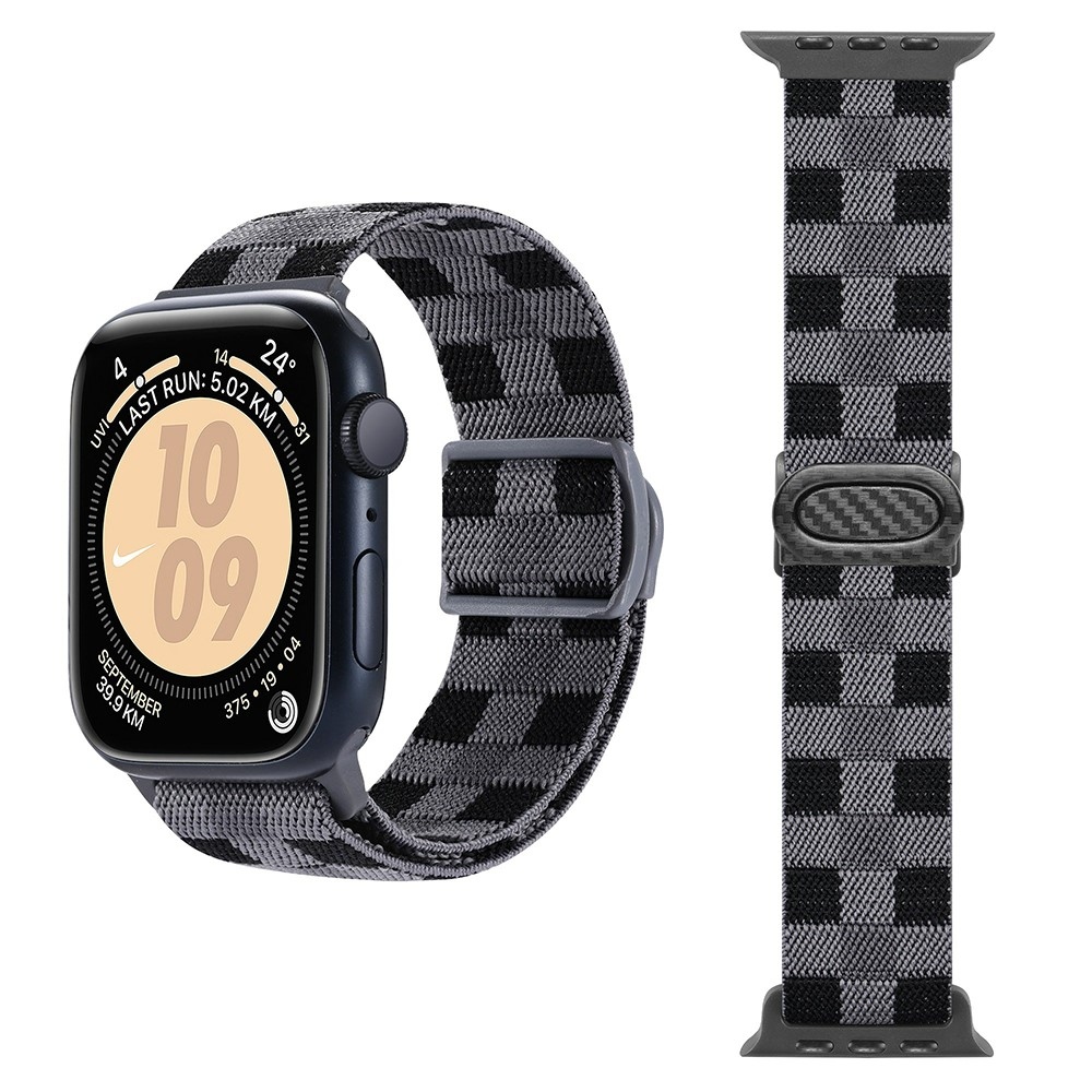 Fokozatos nejlon szíj Apple Watch Ultra/Ultra 2 49mm/SE/SE 2022/2023 44mm/9/8/7 45mm/6/5/4 44mm/3/2/1 42 mm-es Apple Watch Ultra/Ultra 2 órához - szürke kockák