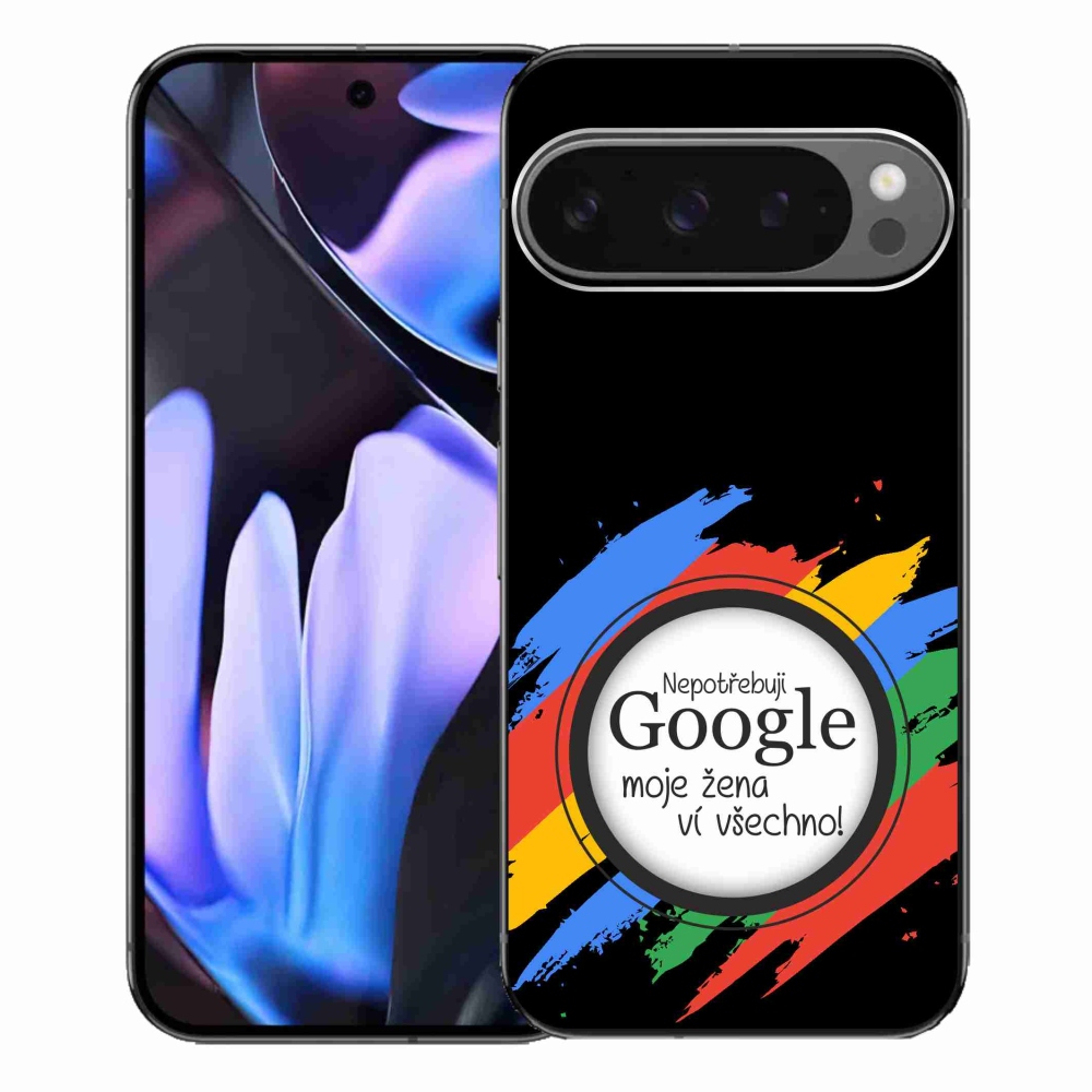Gél borító mmCase a Google Pixel 9 Pro XL - nő tudja, minden fekete háttérrel
