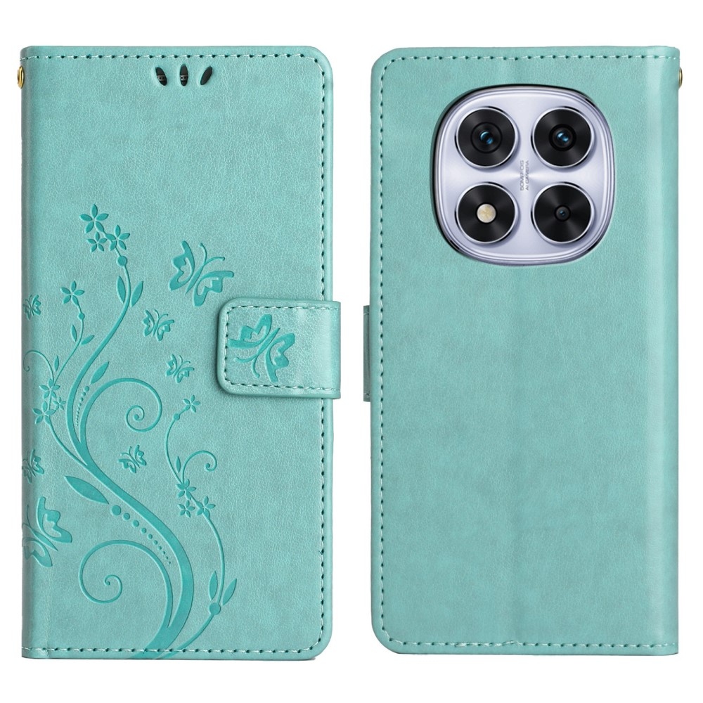 Virágok könyv tok Xiaomi Redmi Note 14 Pro 5G/Poco X7 5G - teal színű