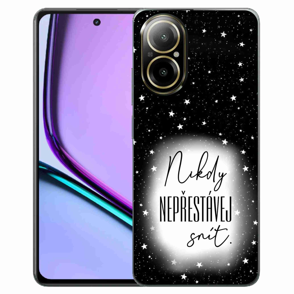 Zselés borító mmCase a Realme C67 készülékhez - idézet 1 fehér és fekete háttérrel