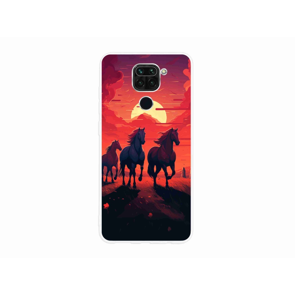Gél borító mmCase a Xiaomi Redmi Note 9-hez - lovak és naplemente