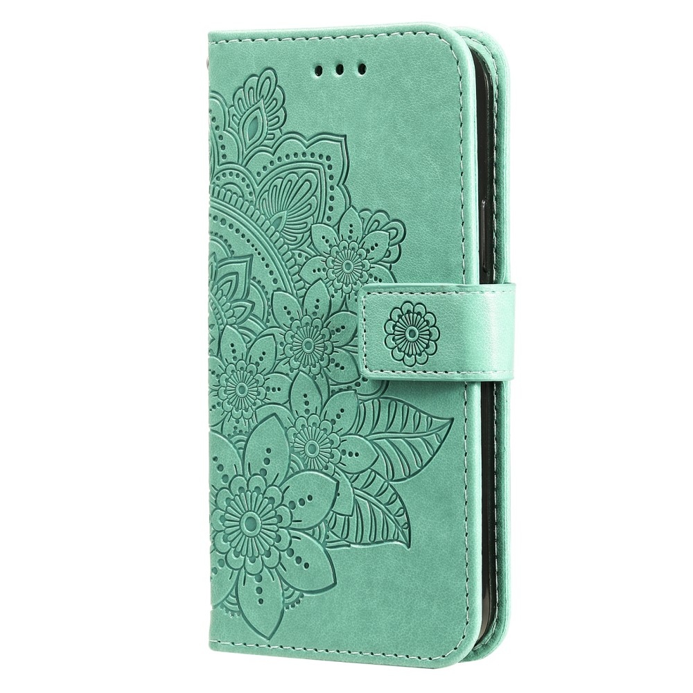 Virágos könyves tok Samsung Galaxy S25+ készülékhez - teáskék színű