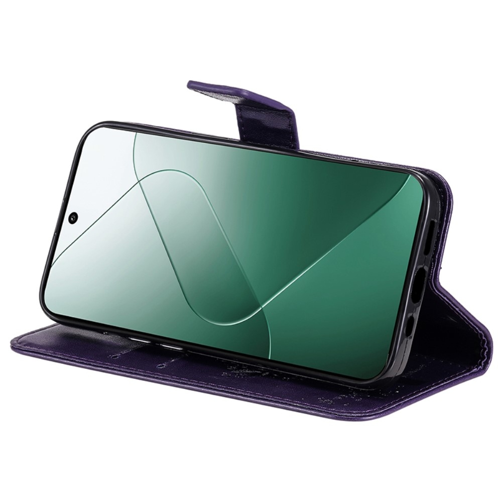 Fák könyv tok Xiaomi 14 - sötét lila