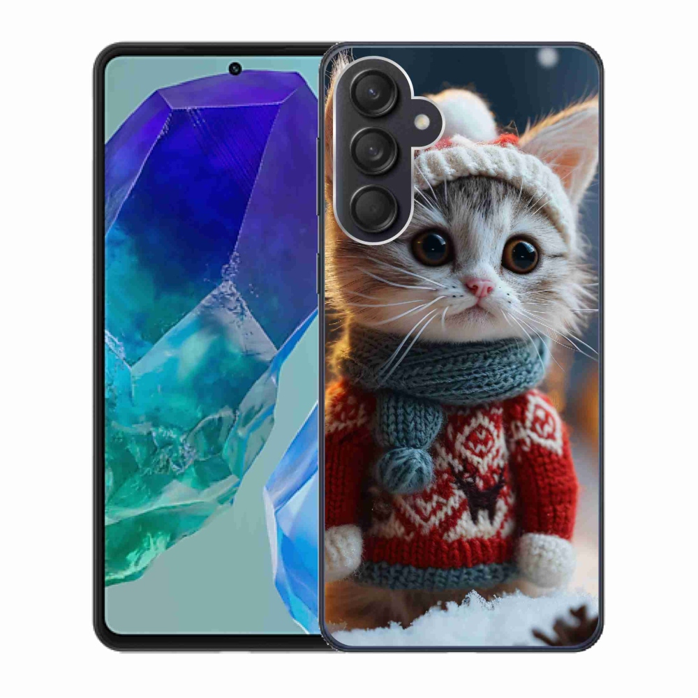 Zselés borítás mmCase Samsung Galaxy M55 5G - cica pulóverben