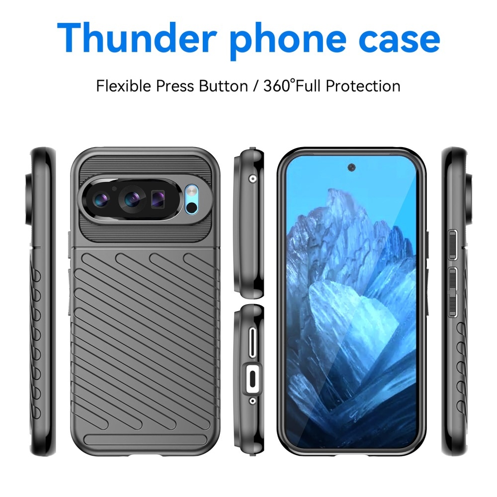 Thunder tartós zselés tok Google Pixel 9/9 Pro készülékhez - fekete