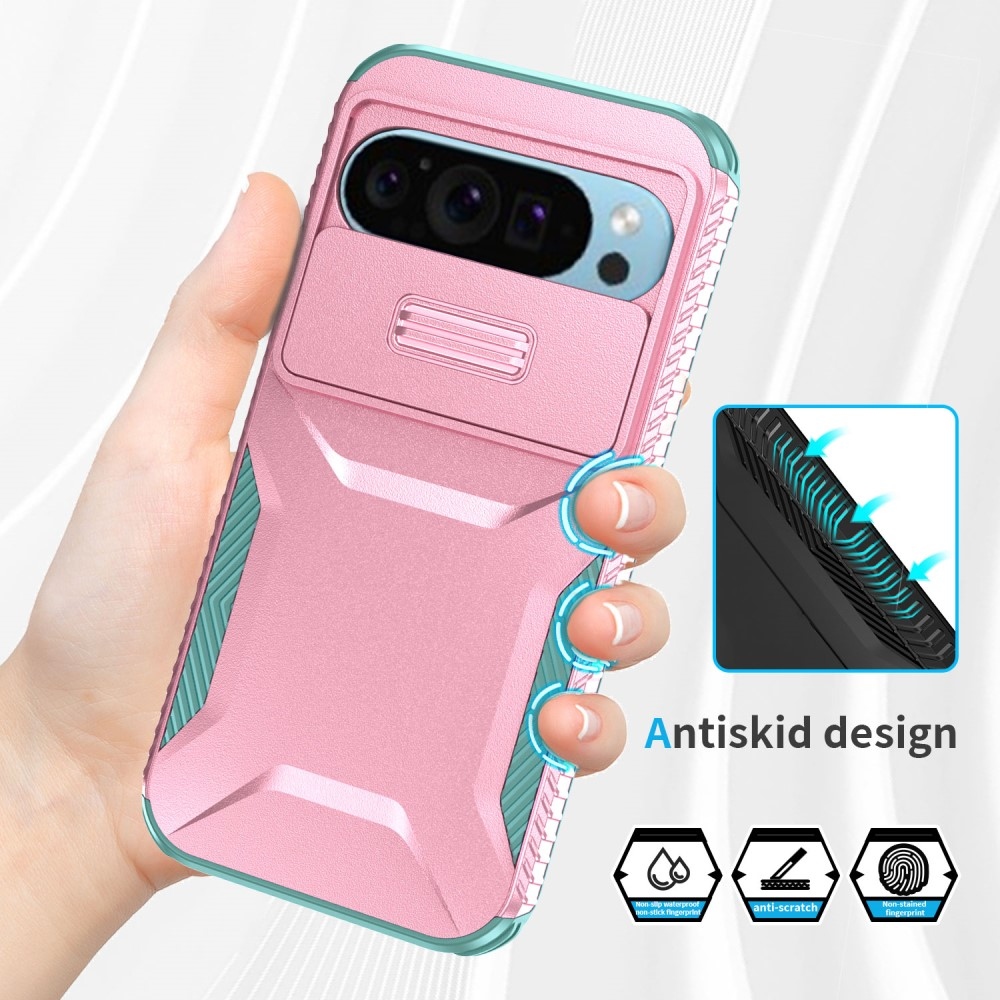 Fedél ellenálló borítás a Google Pixel 9/9 Pro készülékhez - rózsaszín/kék-zöld