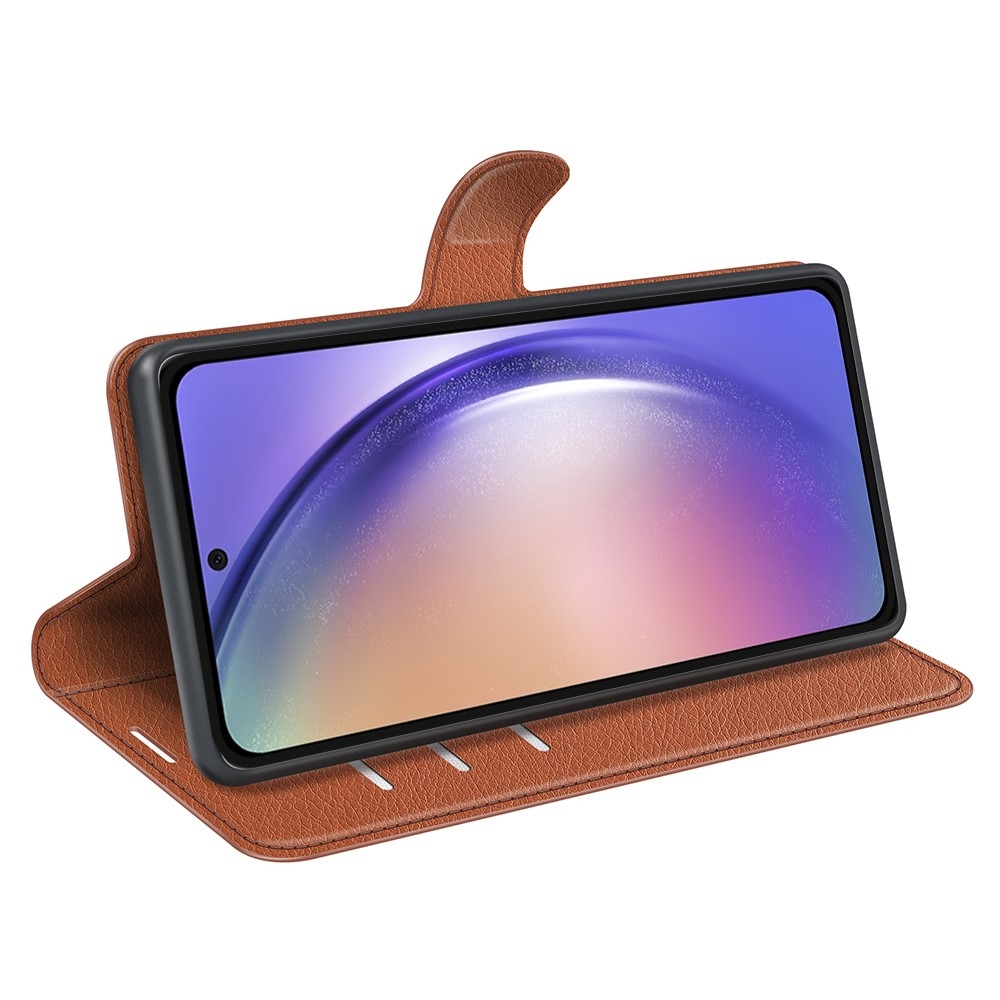 Litchi könyv tok Samsung Galaxy A55 5G - barna színben