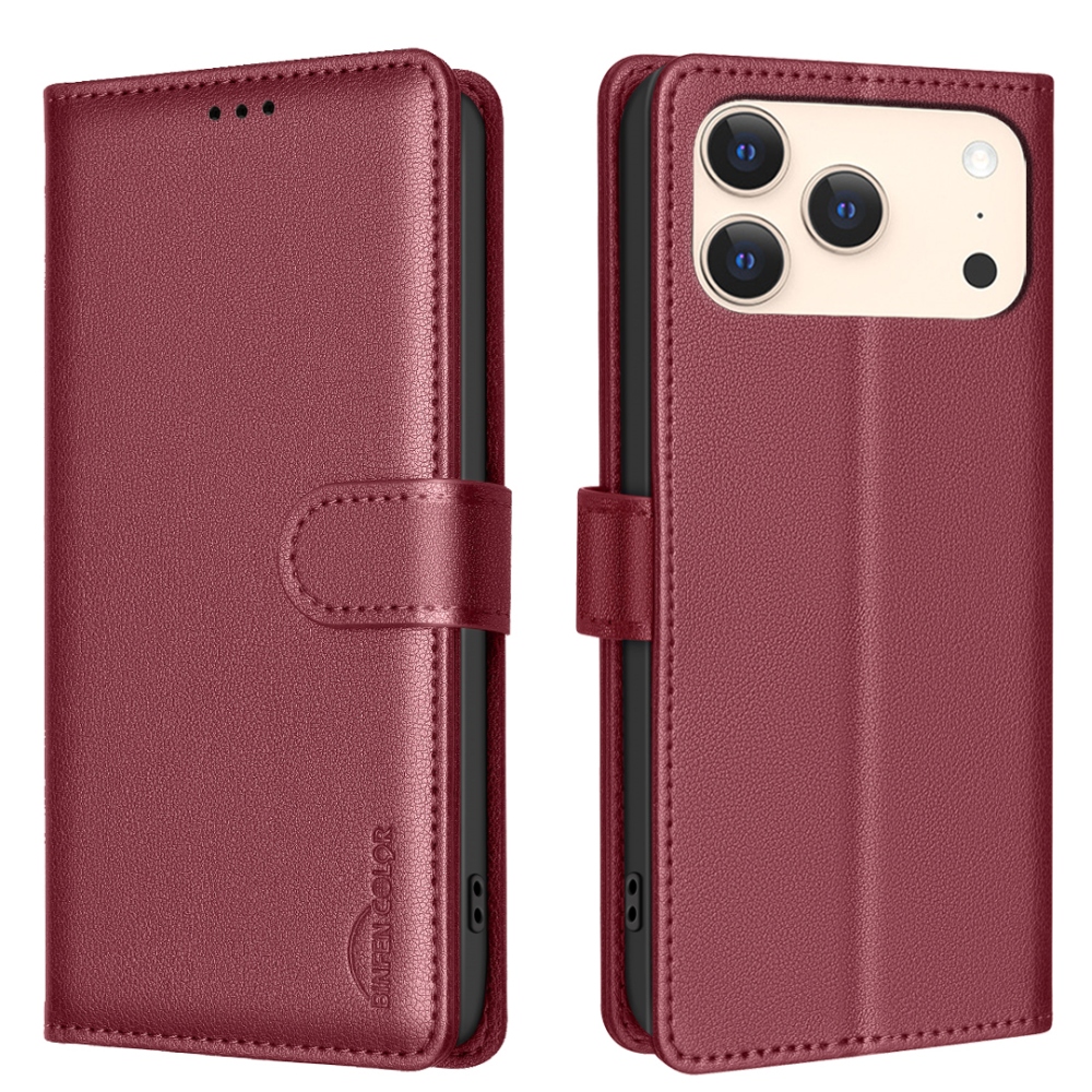BINFEN könyvtáska iPhone 17 Pro készülékhez - piros