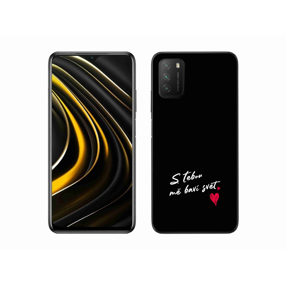 Gél borító mmCase a Xiaomi Poco M3-hoz - szerelem szöveg 1 fekete háttér