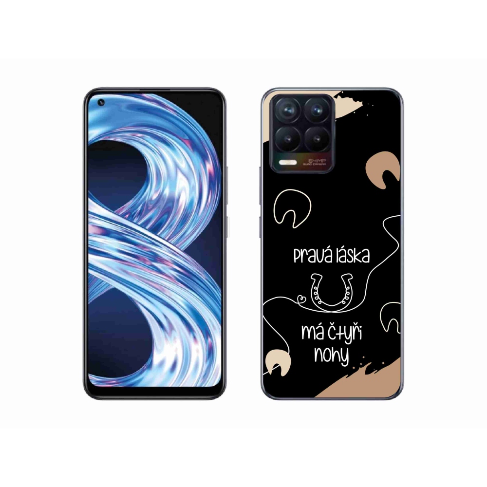 Gél borítás mmCase a Realme 8 4G készülékhez - ló motívum fekete háttérrel