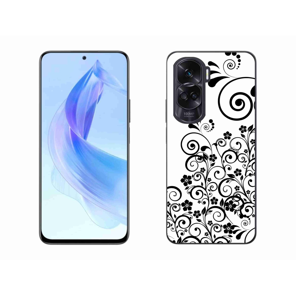 Zselés borítás mmCase a Honor 90 Lite készülékhez - fekete-fehér virágminták