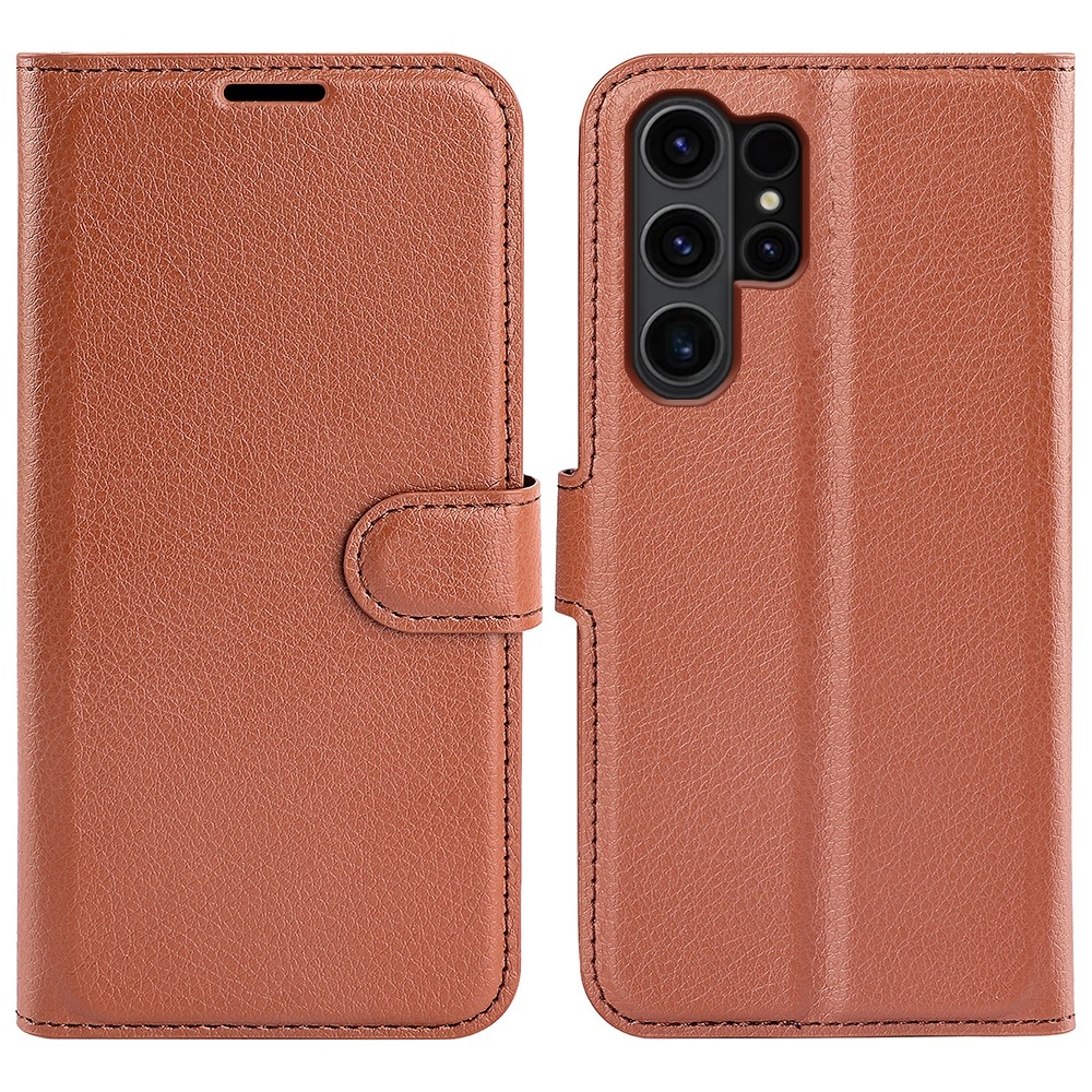 Litchi könyv tok Samsung Galaxy S24 Ultra készülékhez - barna