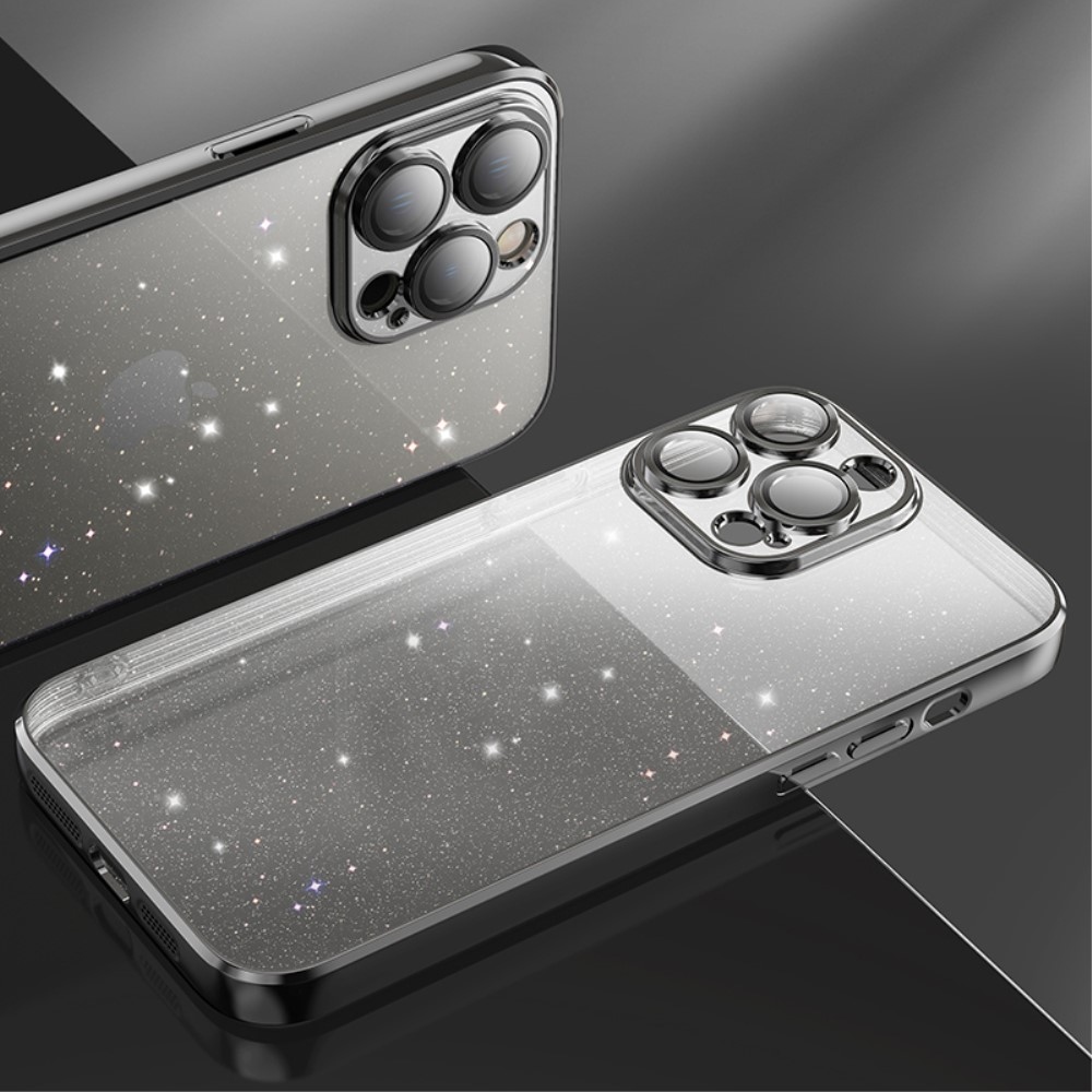 X-Level csillogó zselés tok iPhone 15 Plus készülékhez - Fekete