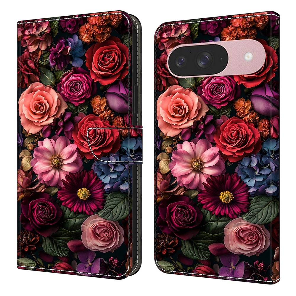 Sima könyv tok a Google Pixel 10 Pro/Pixel 10 számára - virágok