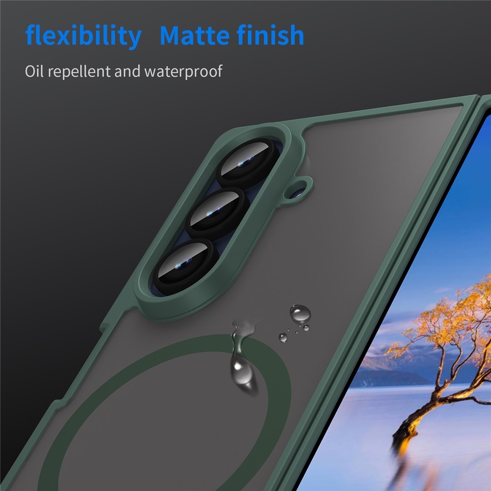 Matt zselés tok MagSafe tok a Samsung Galaxy Z Fold7 5G készülékre - zöld