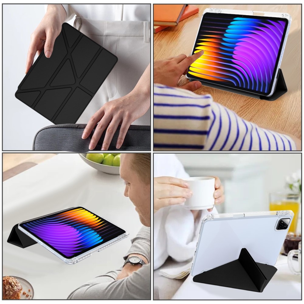 Origami intelligens pozicionáló tok Xiaomi Pad 7/7 Pro táblagéphez - fekete