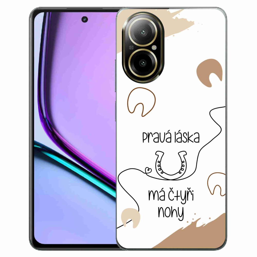 Gél borító mmCase a Realme C67 készülékhez - ló motívum fehér háttérrel