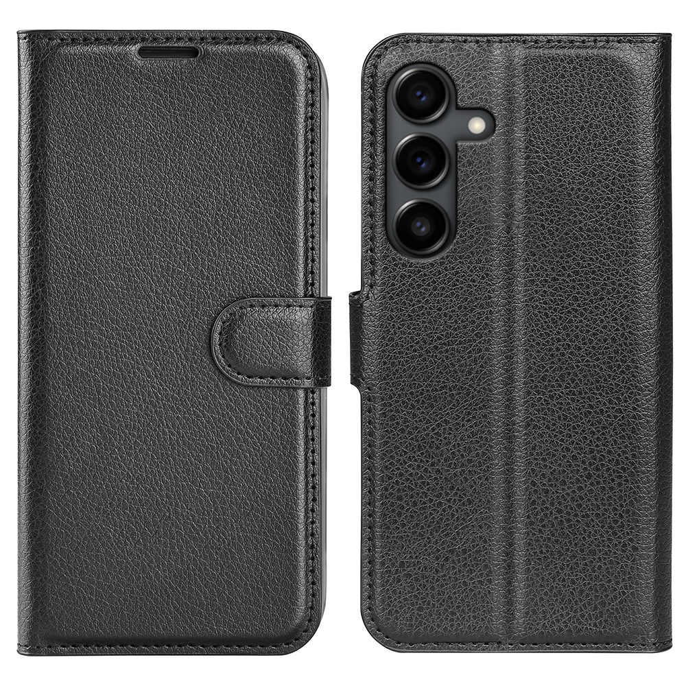 Litchi könyv tok Samsung Galaxy S25 FE készülékhez - fekete