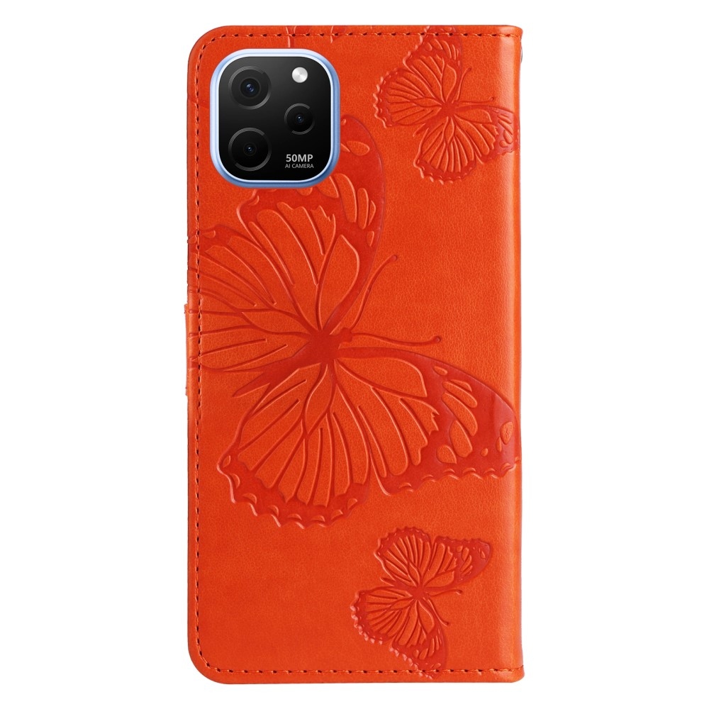 Nagy pillangó könyv tok Huawei Nova Y61-hez - narancssárga