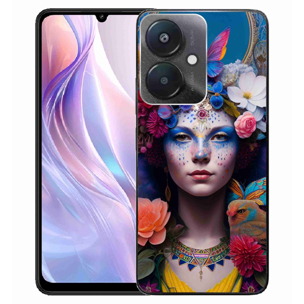 Gél borító mmCase a Xiaomi Redmi 13C 5G-hez - nő virágokkal