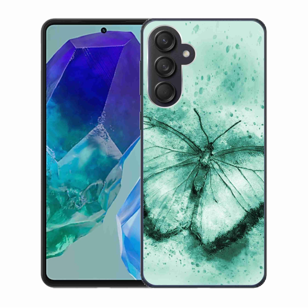 Gél tok mmCase a Samsung Galaxy M55 5G készülékhez - zöld pillangó