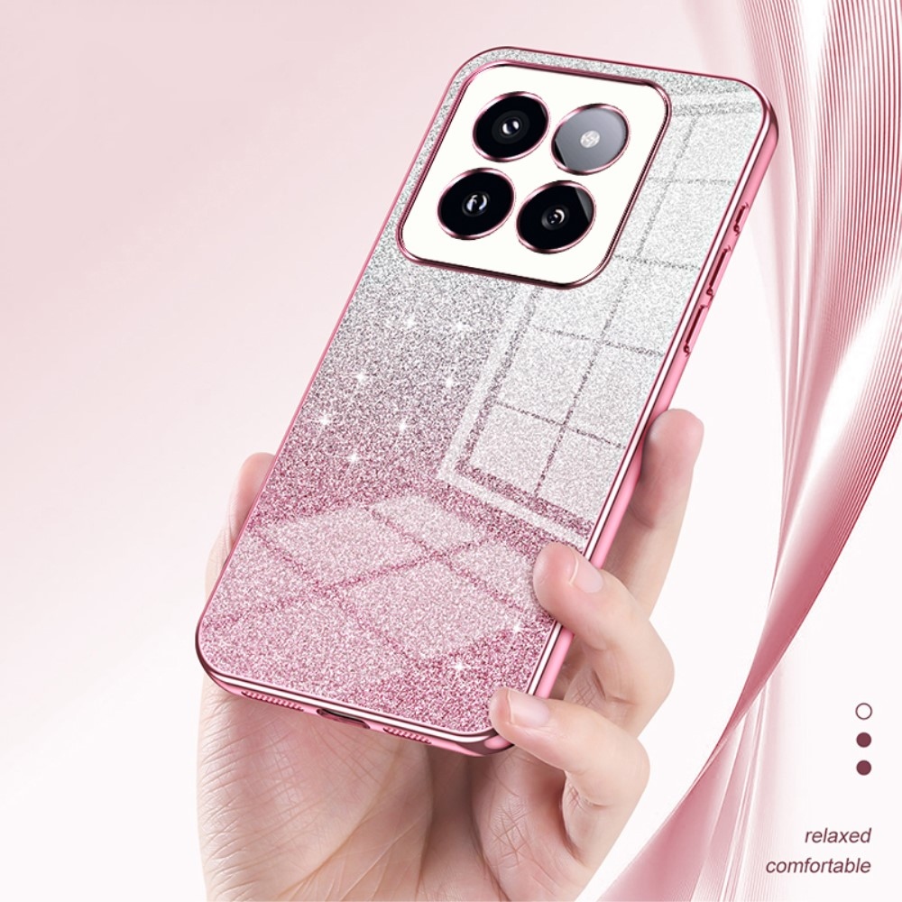 Vágott zselés csillogó tok Xiaomi 14 Pro - rózsaszínű