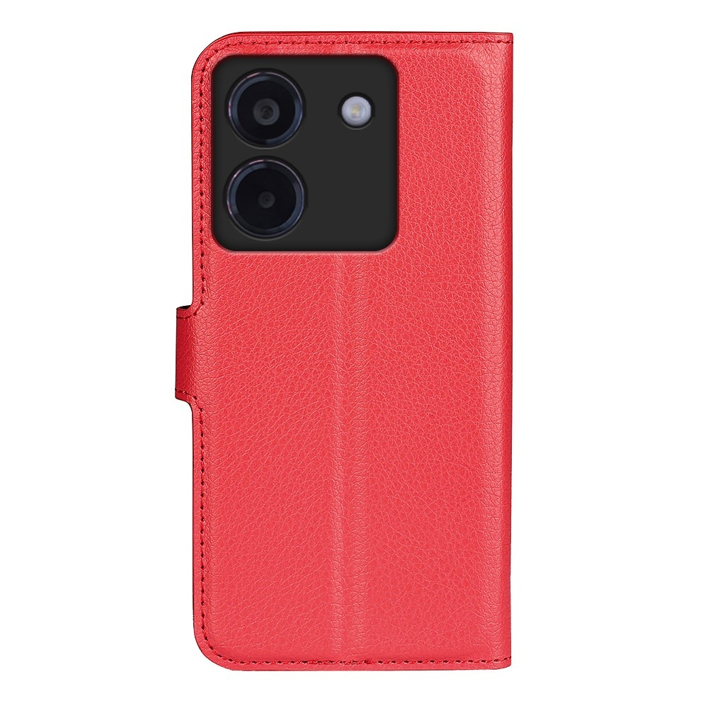 Litchi könyv tok a Xiaomi Poco M7 Pro 5G-hez - piros