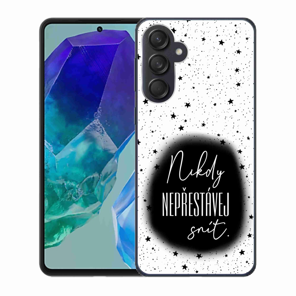 Gél borító mmCase Samsung Galaxy M55 5G - idézet 1 fekete és fehér háttérrel