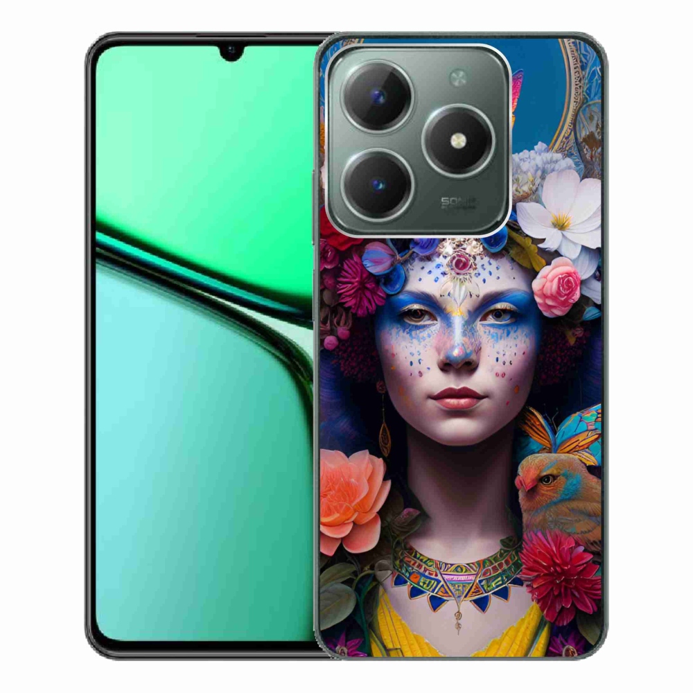 Gél borító mmCase a Realme C61 készülékhez - nő virágokkal