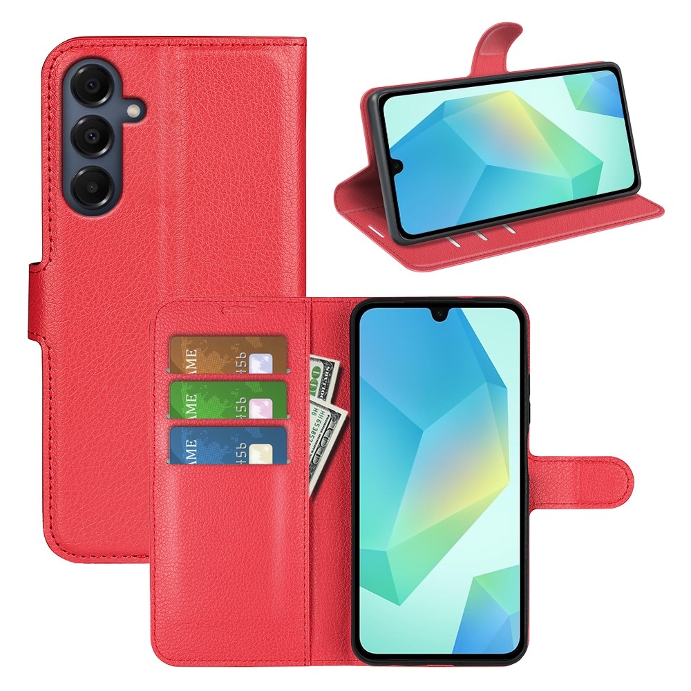 Litchi könyv tok Samsung Galaxy A17 5G - piros