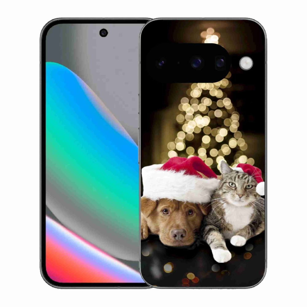 Gél borítás mmCase a Google Pixel 10 számára - Karácsonyi kutya és macska