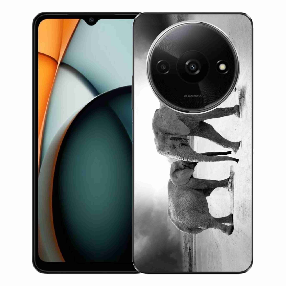 Gél borítás mmCase a Xiaomi Redmi A3-hoz - fekete és fehér elefántok