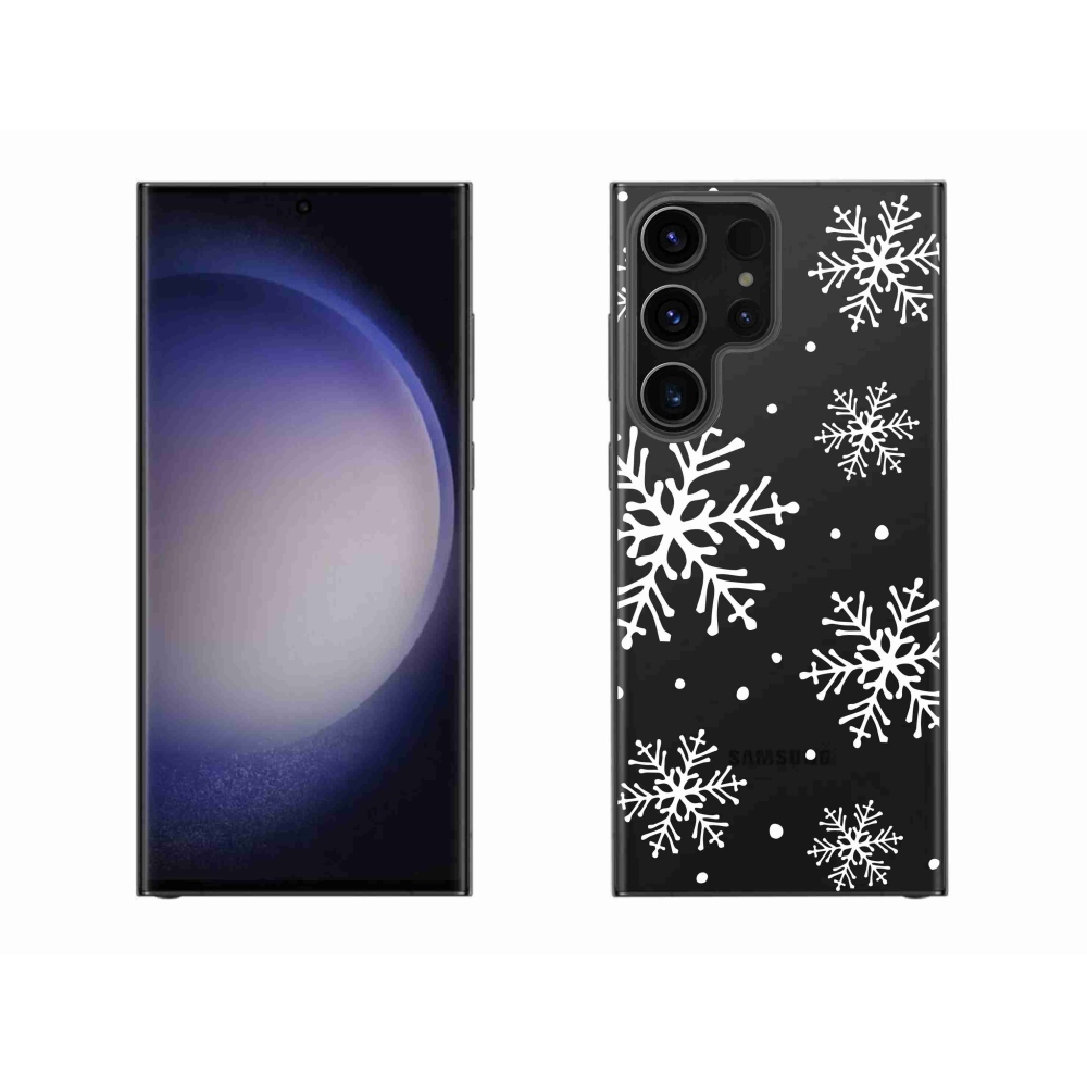 Zselés borítás mmCase Samsung Galaxy S23 Ultra 5G készülékhez - fehér pelyhek átlátszó háttéren