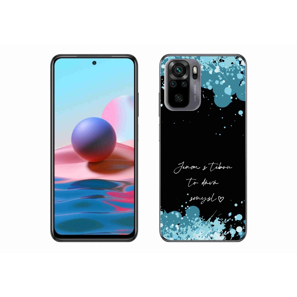 Gél borító mmCase a Xiaomi Redmi Note 10S-hez - szerelmes szöveg fekete háttérrel
